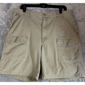 Eddie Bauer Cargo Shorts Light Green All Cotton Men’s Size 36 Inseam 9”